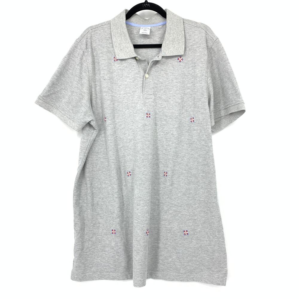 Brooks Brothers Gray Life Buoy Embroidered Polo Shirt Mens XXL Short Sleeve Top